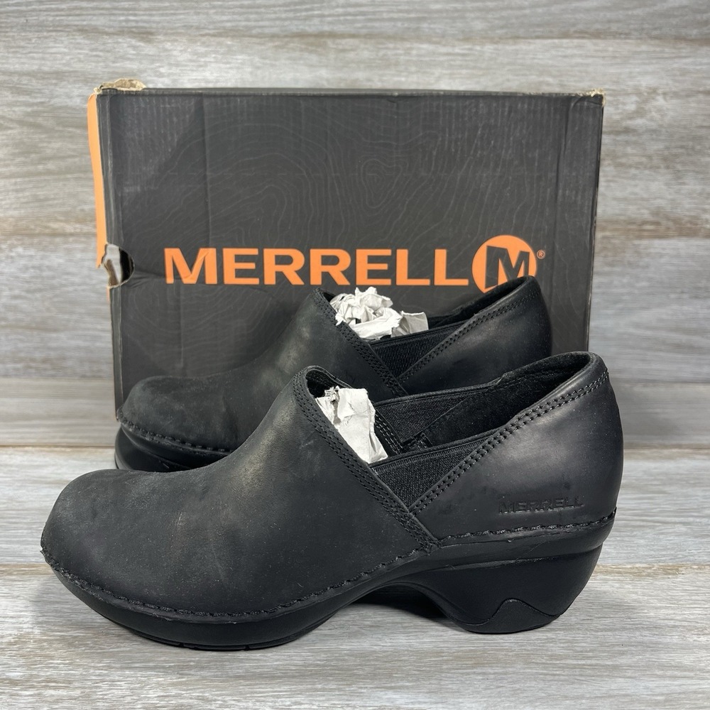 Merrell Women's  EMMA LTR Black Leather Mule Clogs Size 6.5